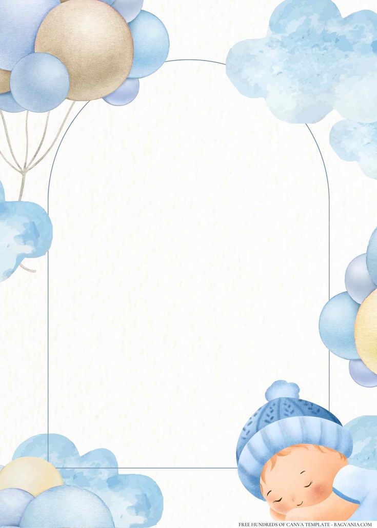 a baby is sleeping in the clouds with balloons