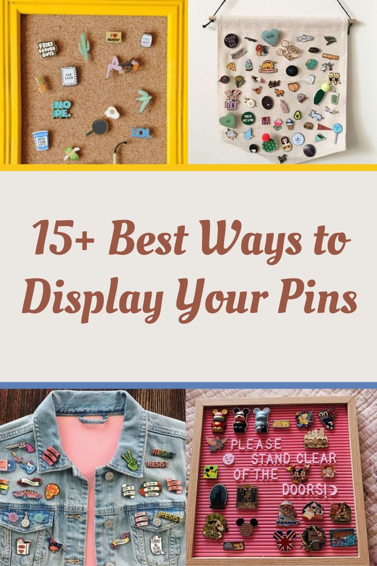 15+ Best Ways to Display Your Pins What To Do With Pins And Buttons, Selling Enamel Pins, Hat Pin Collection Display, Styling Enamel Pins, Upcycling, Award Pin Display Ideas, Things To Put Pins On, Collector Pin Display Ideas, Display Badges Ideas