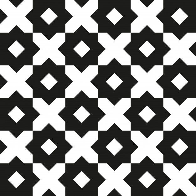 black and white checkerboard pattern with diagonals in the center, as well as squares