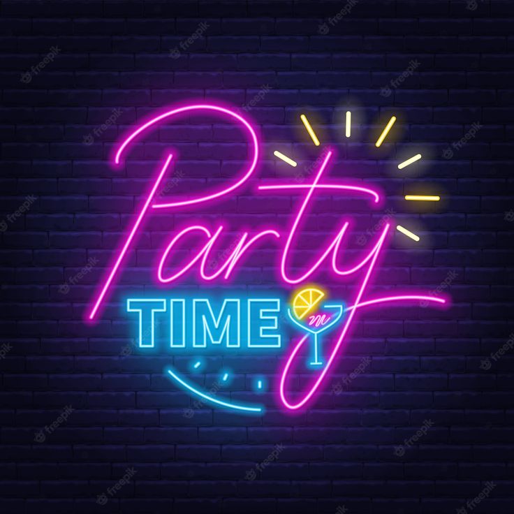 Premium Vector | Party time neon lettering in retro style. Party Time Quotes, Kids Birthday Party Places, Neon Lettering, Party Icon, Party Quotes, Graphic Designer Job, Light Words, Cool Nike Wallpapers, Time Icon