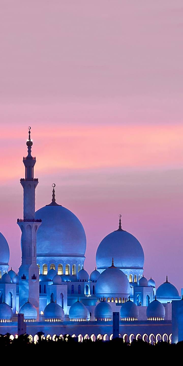 a large white building with many domes at dusk