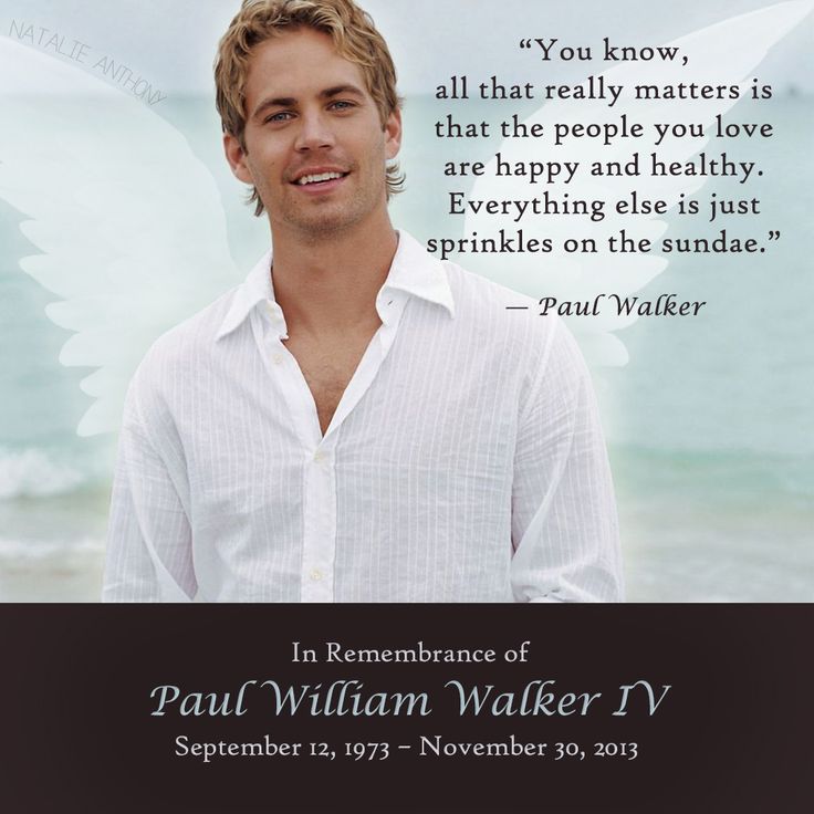 a man standing in front of the ocean with a quote from paul walker on it