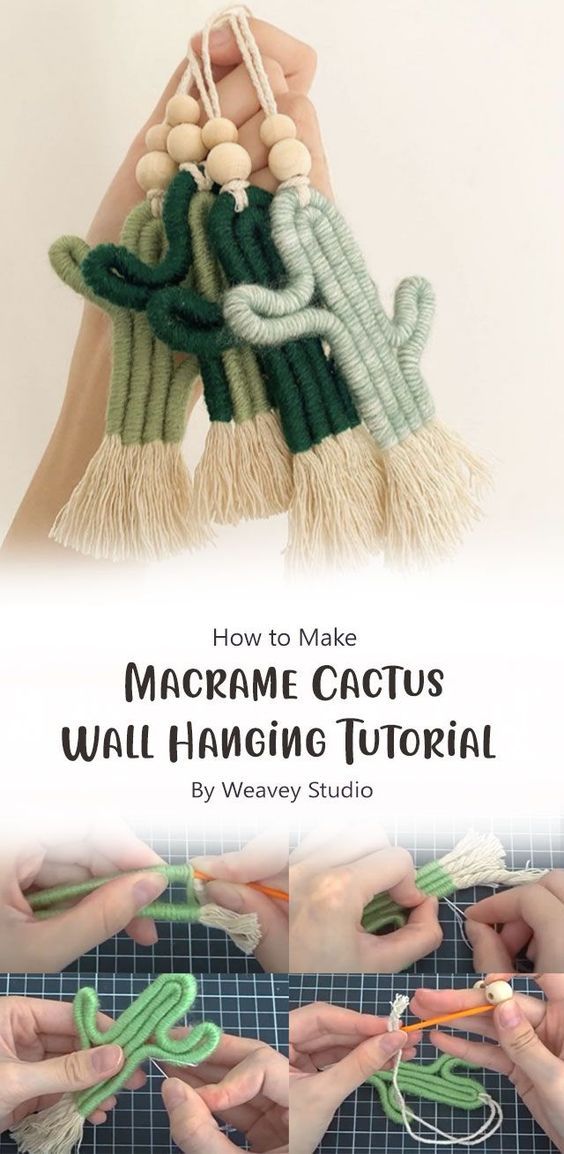 the instructions to make macrame cactus wall hangings