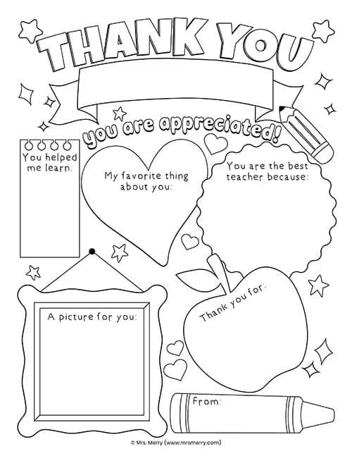 thank you coloring page for teachers