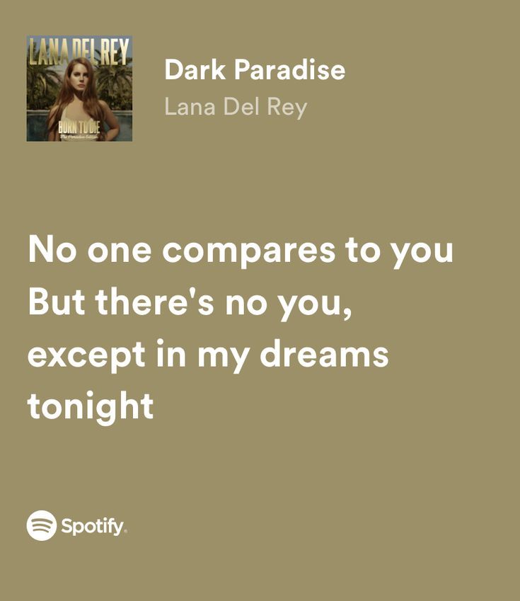 a quote from lana del ray about no one compares to you but there's no you, except in my dreams tonight