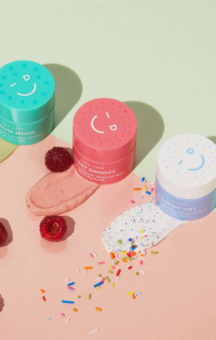 I DEW CARE Mini Scoops | Wash Off Face and Body Clay Mask Skin Care Trio I Dew Care, Spf Skincare, Coconut Oil Mask, Facial Routine Skincare, Lemon Face Mask, Raspberry Extract, Strawberry Seed, Sephora Skin Care, Yummy Ice Cream