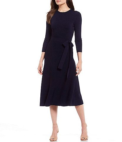 Eliza J Illusion Boat Neck Short Sleeve Sequin Embroidered Floral Lace Midi Dress | Dillard's 3/4 Sleeve Midi Dress, 3/4 Sleeve Black Dress, 3/4 Sleeve Dress, Black Evening Dress Classy, Floral Dresses With Sleeves, Ruched Maxi Dress, Modern Feminine, Mob Dresses, Work Dresses