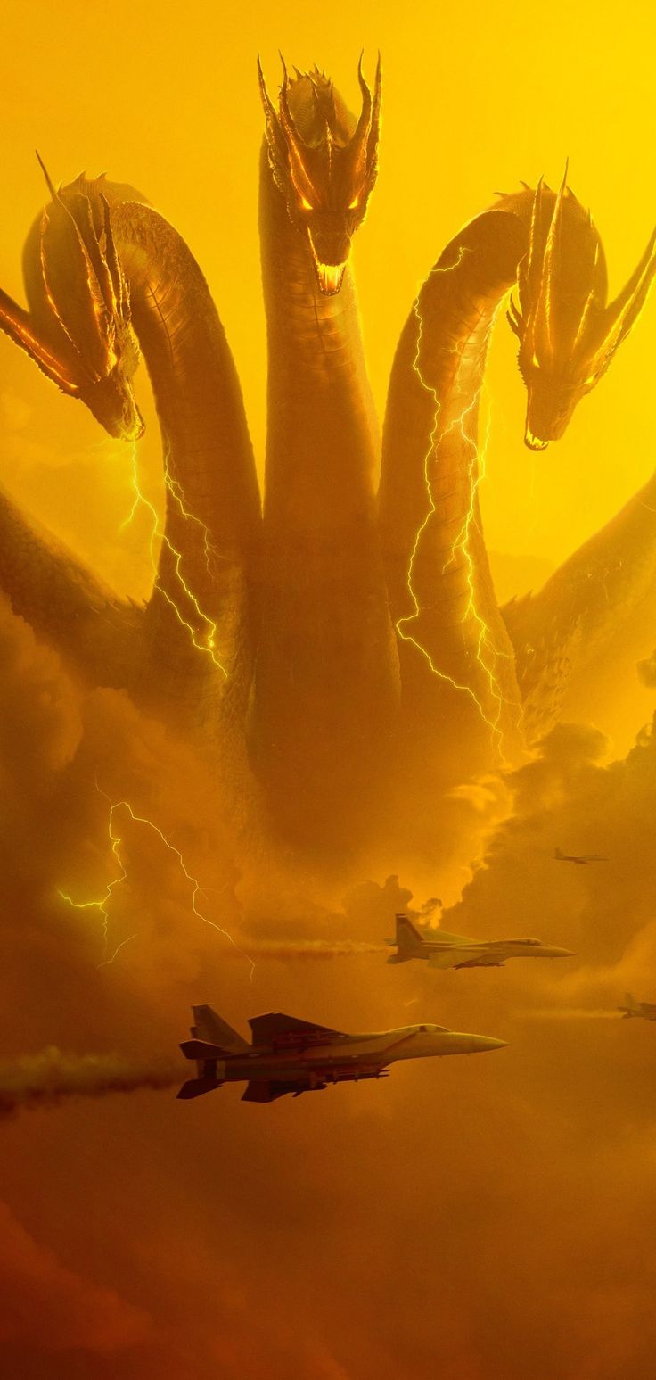 Godzilla: King Of The Monsters Godzilla: Rei Dos Monstros King Ghidorah Wallpaper, Ghidorah Wallpaper, Film Wallpaper, Godzilla King Of The Monsters, King Ghidorah, Godzilla Wallpaper, Wallpaper Download, Godzilla, Phone Wallpaper