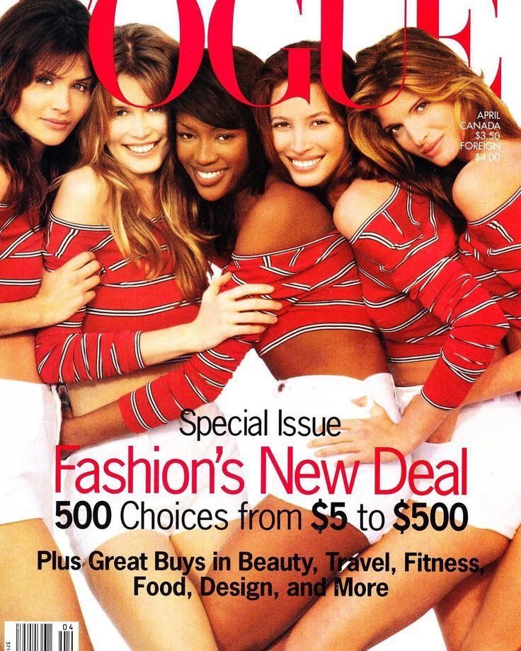 a magazine cover with four women posing for the camera