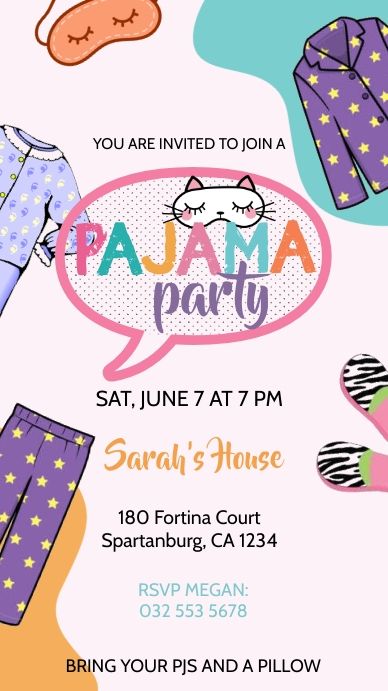 a birthday party with pajamas and pajamas on it