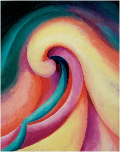 an abstract painting with multicolored swirls