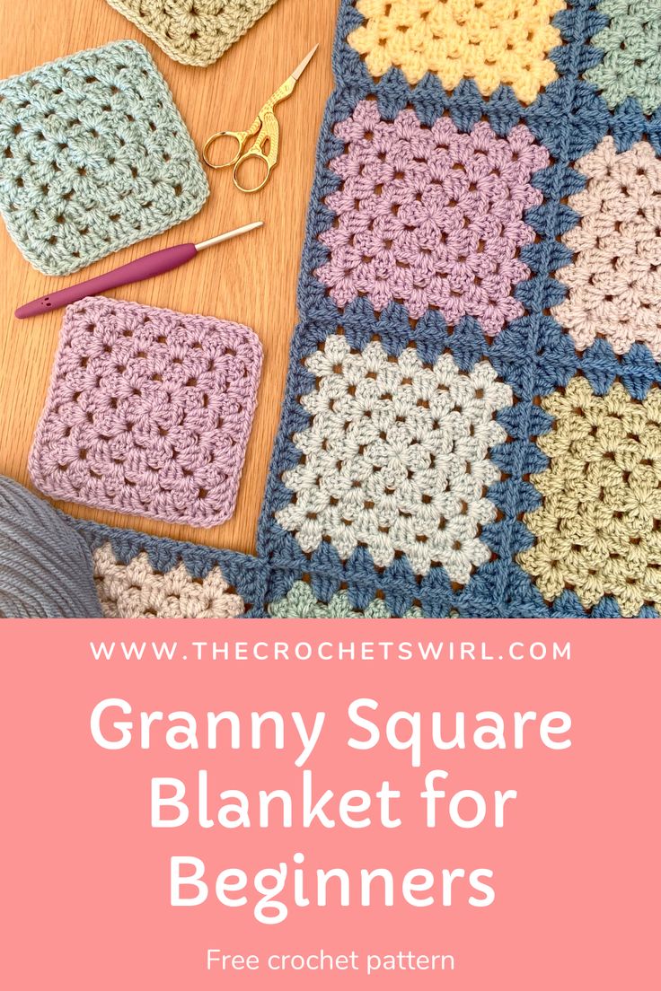granny square blanket for beginners with text overlay that reads granny square blanket for beginners
