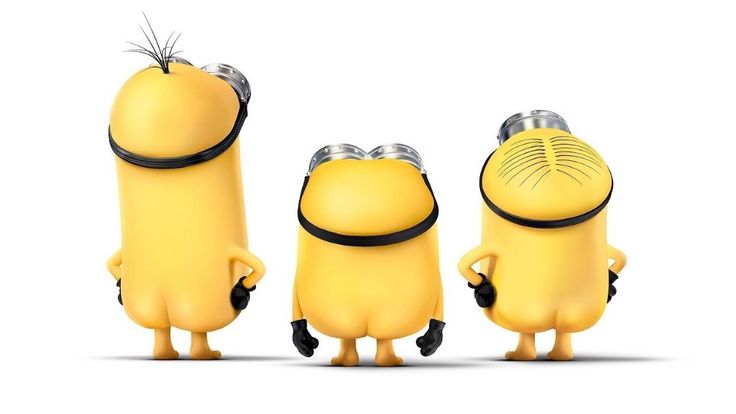 three yellow minion cartoon characters with caption in french