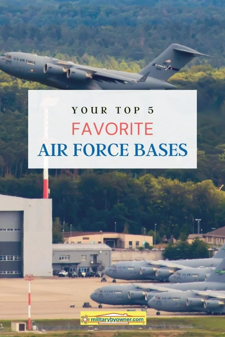 an air force base with the words your top 5 favorite air force bases on it