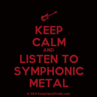a red and black poster with the words keep calm and listen to synconic metal