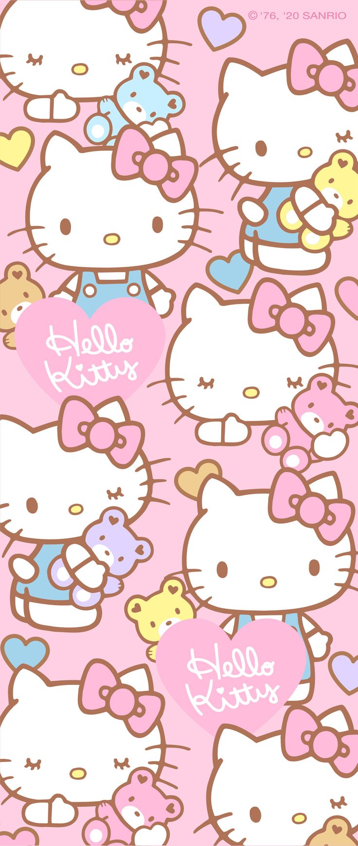 an image of hello kitty wallpaper with hearts