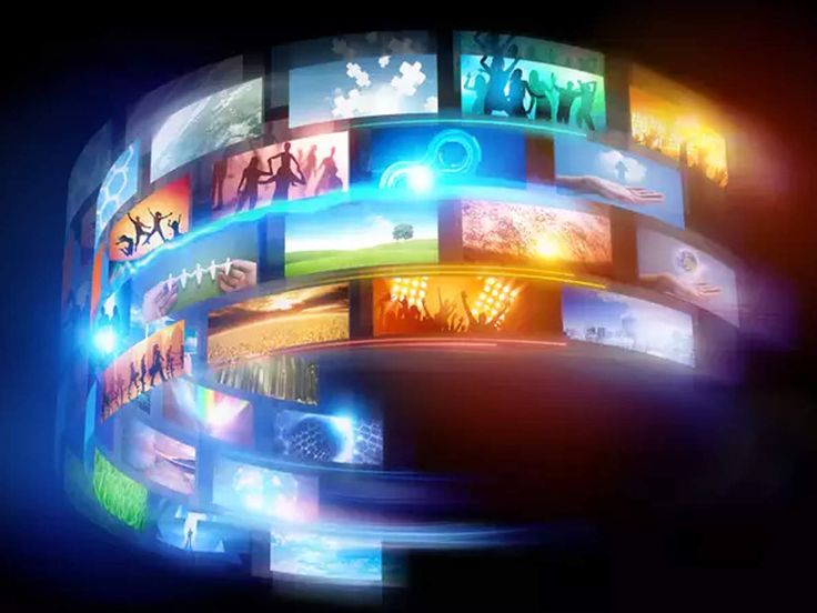 an abstract image of multiple television screens in the shape of a spiral, with bright lights coming from them