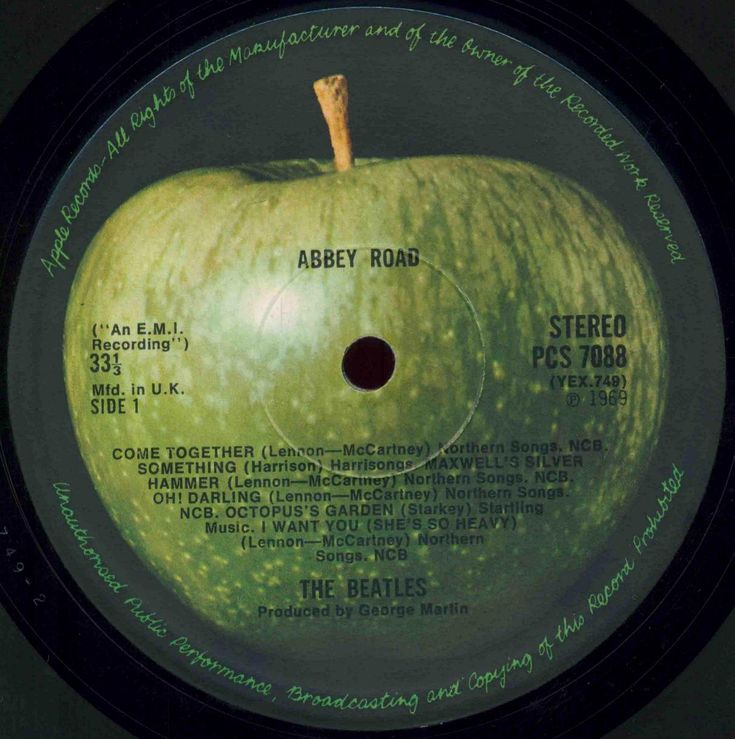 an apple with the label on it that says,'abbey road stereo records '