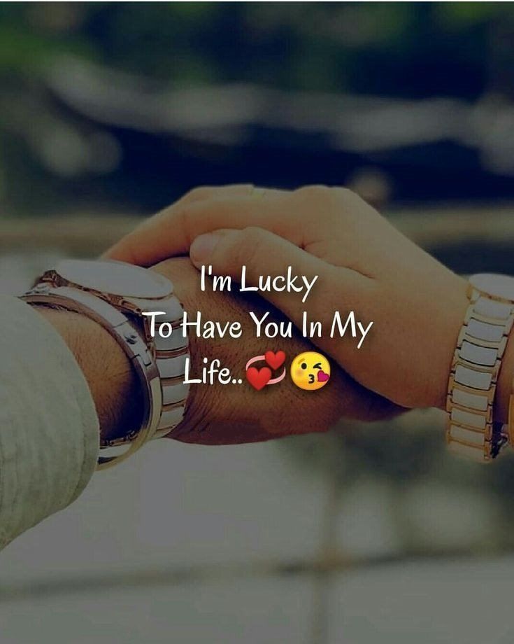 two people holding hands with the words i'm lucky to have you in my life