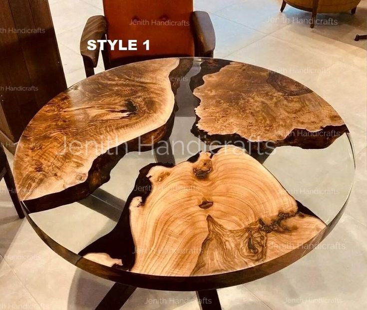 the table is made out of wood and glass