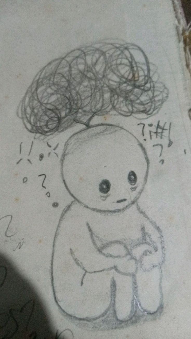 a drawing of a teddy bear with a thought bubble above it