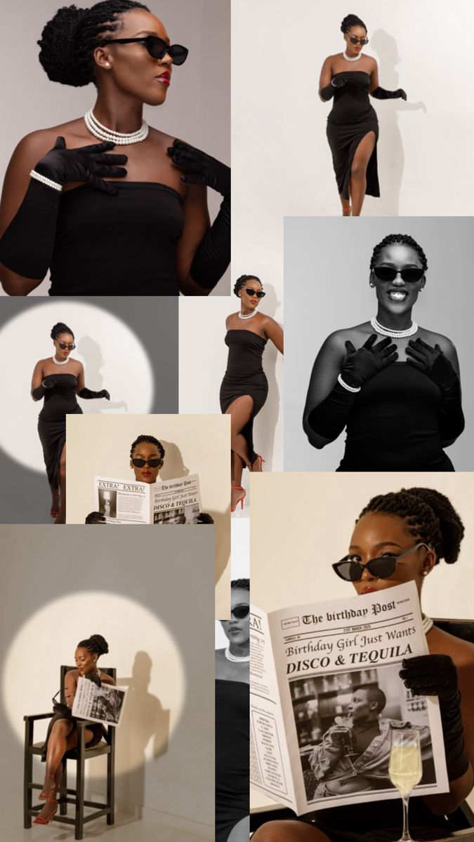 a collage of black women wearing sunglasses and reading the paper in front of them