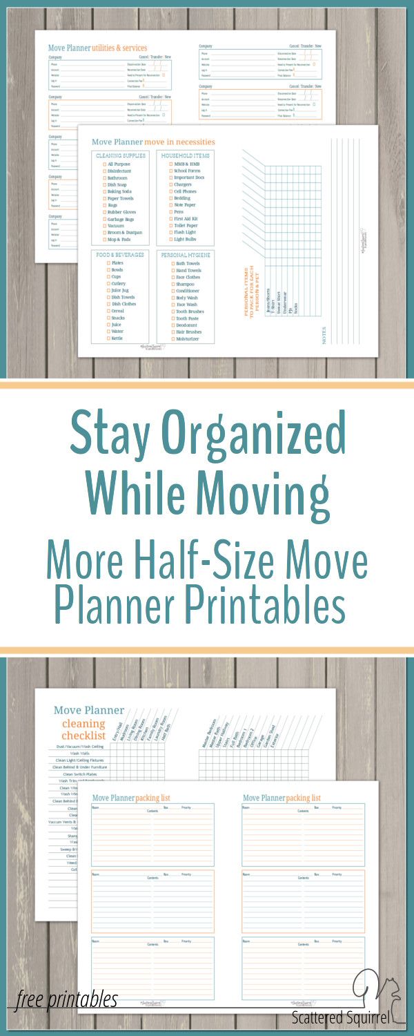 the printable planner with text that says stay organized while moving more half - size move planner printables