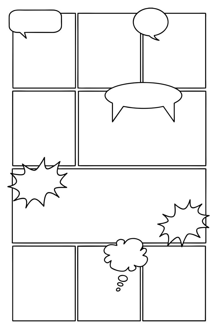 the comic strip with speech bubbles and stars on it, as well as an empty thought bubble