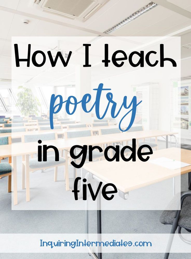 a classroom with chairs and desks that have the words how i teach poetry in grade five