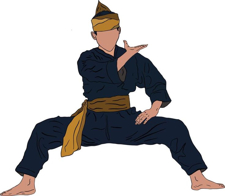 an image of a man doing karate in black and gold attire with his hand on his hip