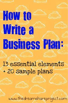 how to write a business plan with the title in blue and yellow, on an orange background