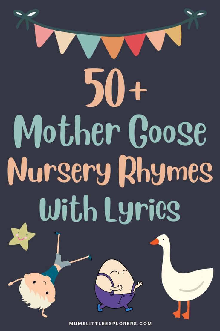 the words 50 + mother goose nursery rhymes with lyrics on it