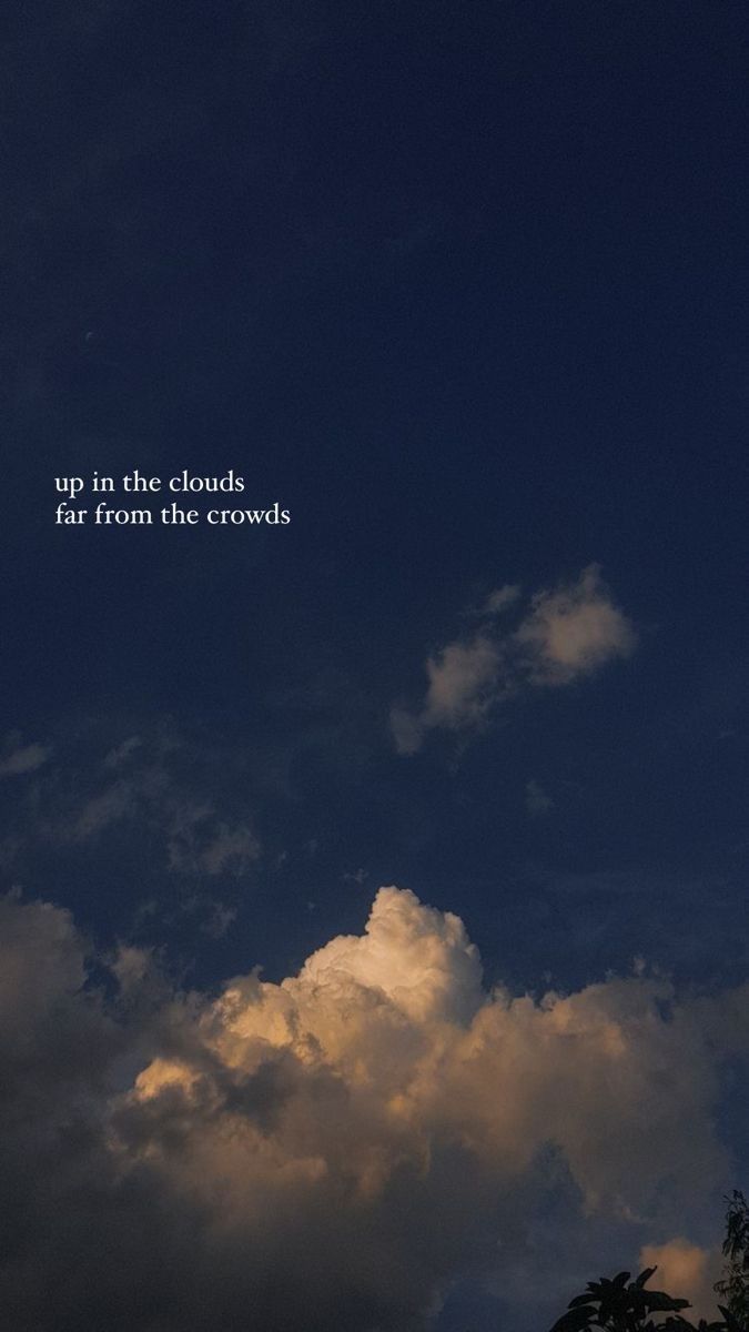 an airplane flying in the sky with a quote above it that reads up in the clouds far from the crowds