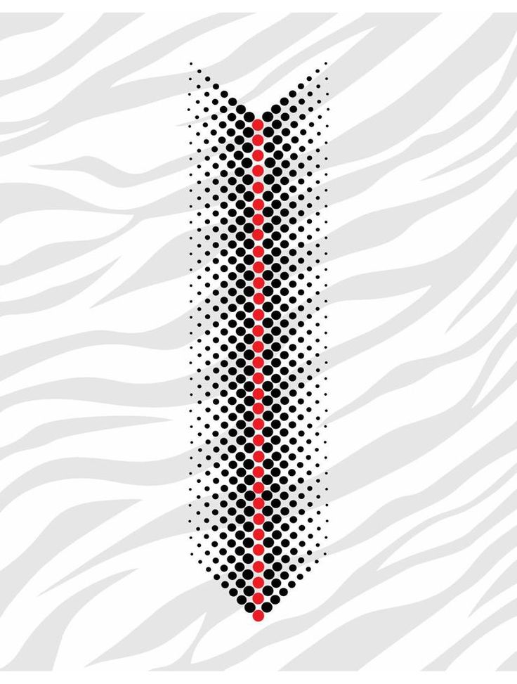 an animal print pattern with red and black dots on white background, in the shape of a tie