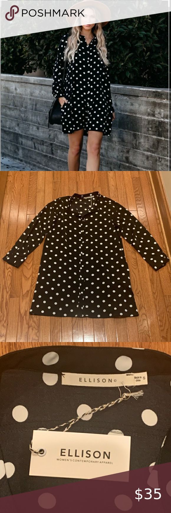 Vici Collection| Melina Polkadot Button Down Dress Polka Dots, Vici Dresses, Vici Collection, Button Down Shirt Dress, Down Dress, Button Down Dress, Button Downs, Dress Shop, Down Shirt