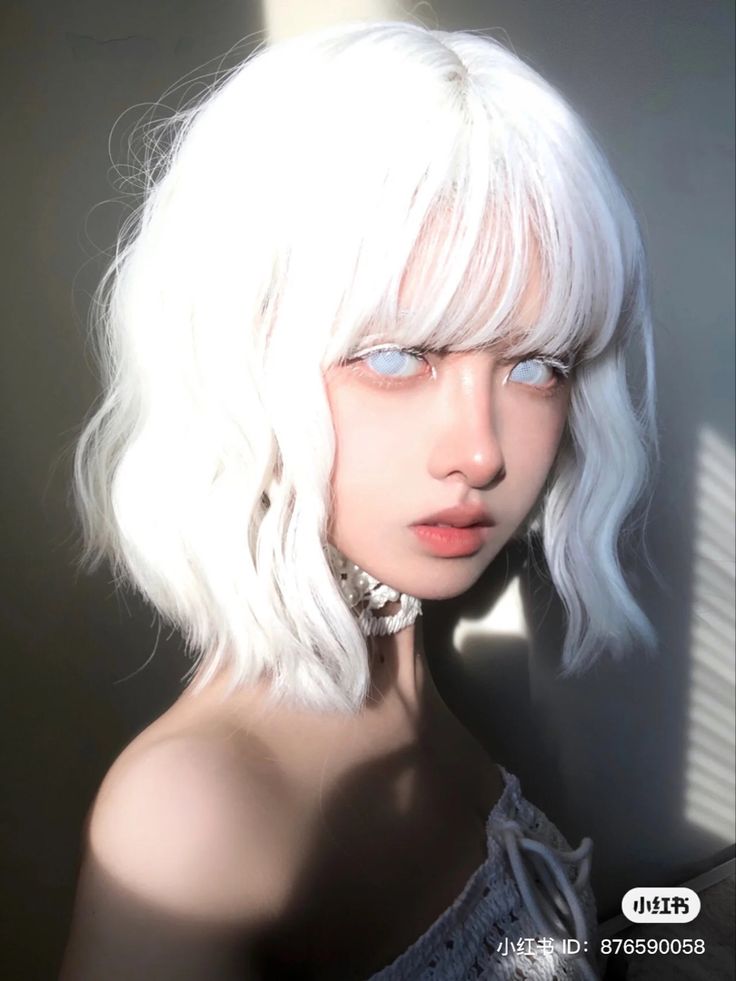 white hair short wavy hair Short Hair Drawing, Short White Hair, Short Hair Wigs, Short Wavy Hair, Short Wavy, Arte Inspo, Hair Reference, Anime Hair, Girl Short Hair