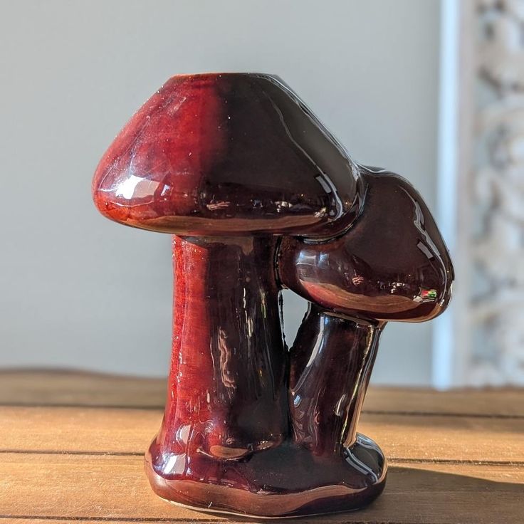 a close up of a mushroom shaped object on a table