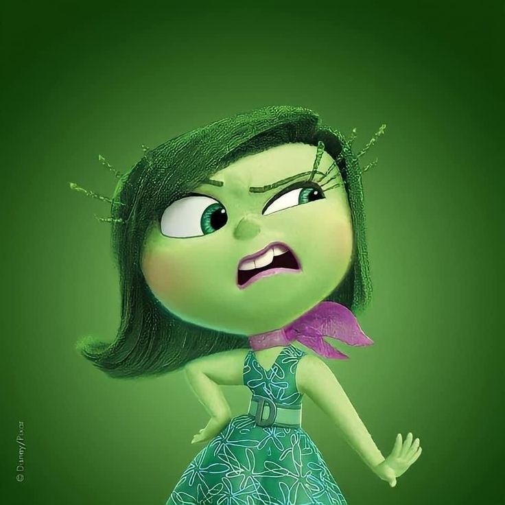 an animated character in a green dress with her hands on her hips and eyes wide open