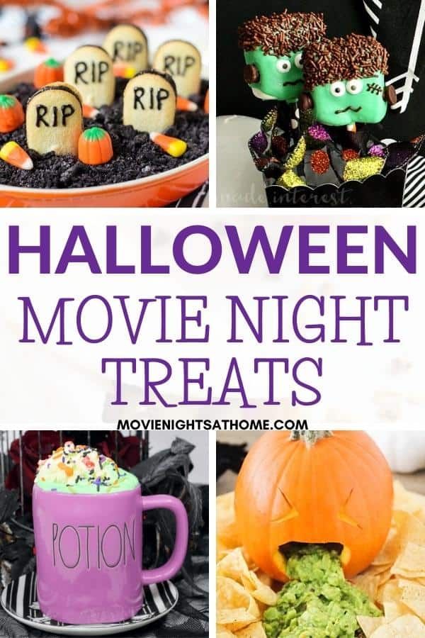 halloween movie night treats with text overlay