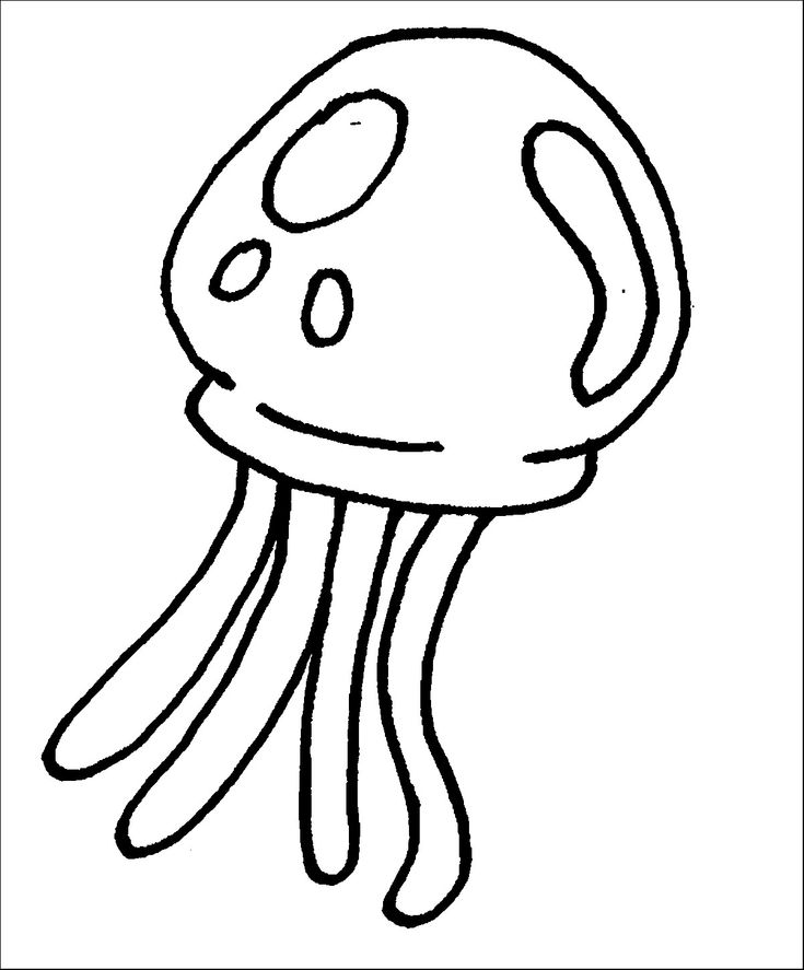 a black and white drawing of a jellyfish with its head turned to the side