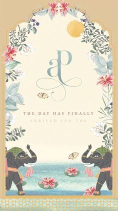 the day has finally arrived for the g is for elephant greeting card with floral border