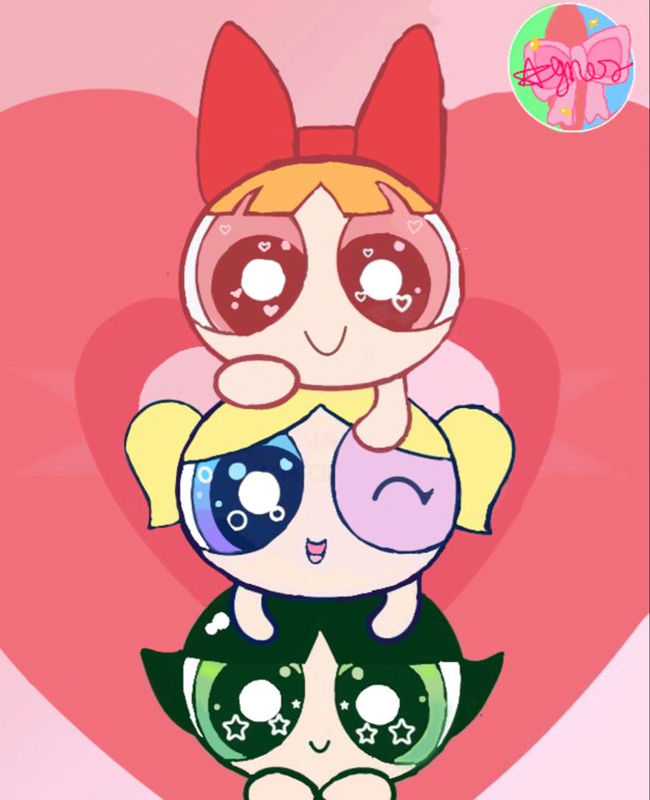 an image of a cartoon character sitting on top of another character in front of a heart