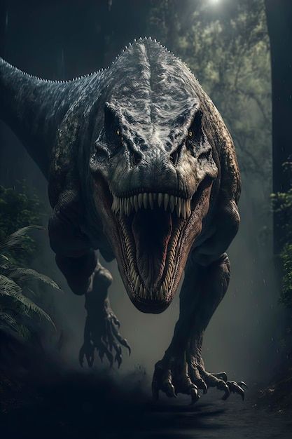 an image of a dinosaur in the woods