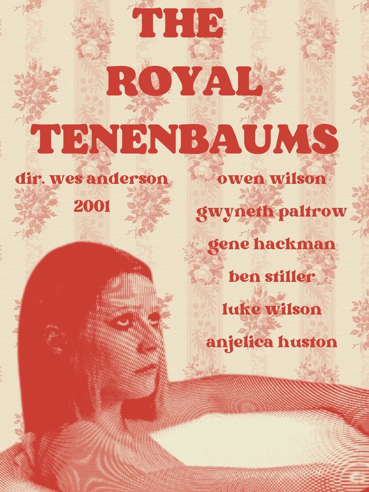 an advertisement for the royal tenebaums featuring a woman in a bathtub