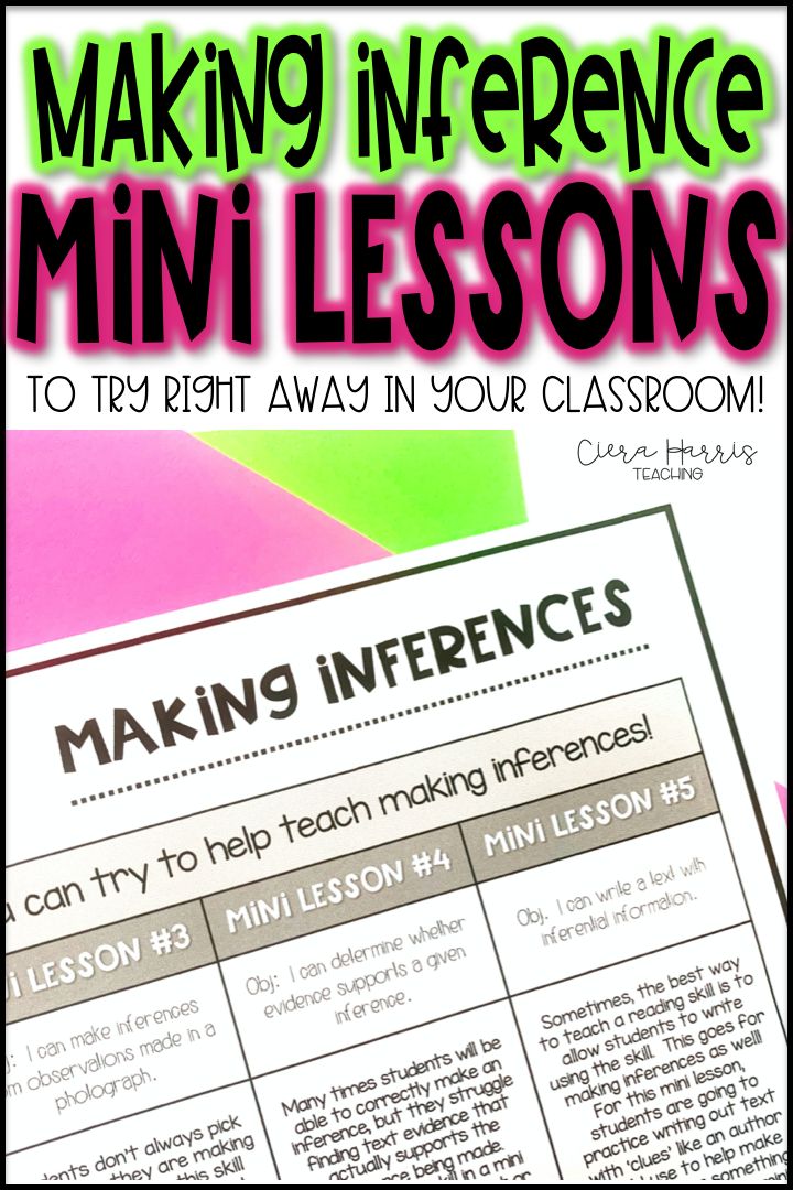 a close up of text on a piece of paper with the words making inference mini lessons