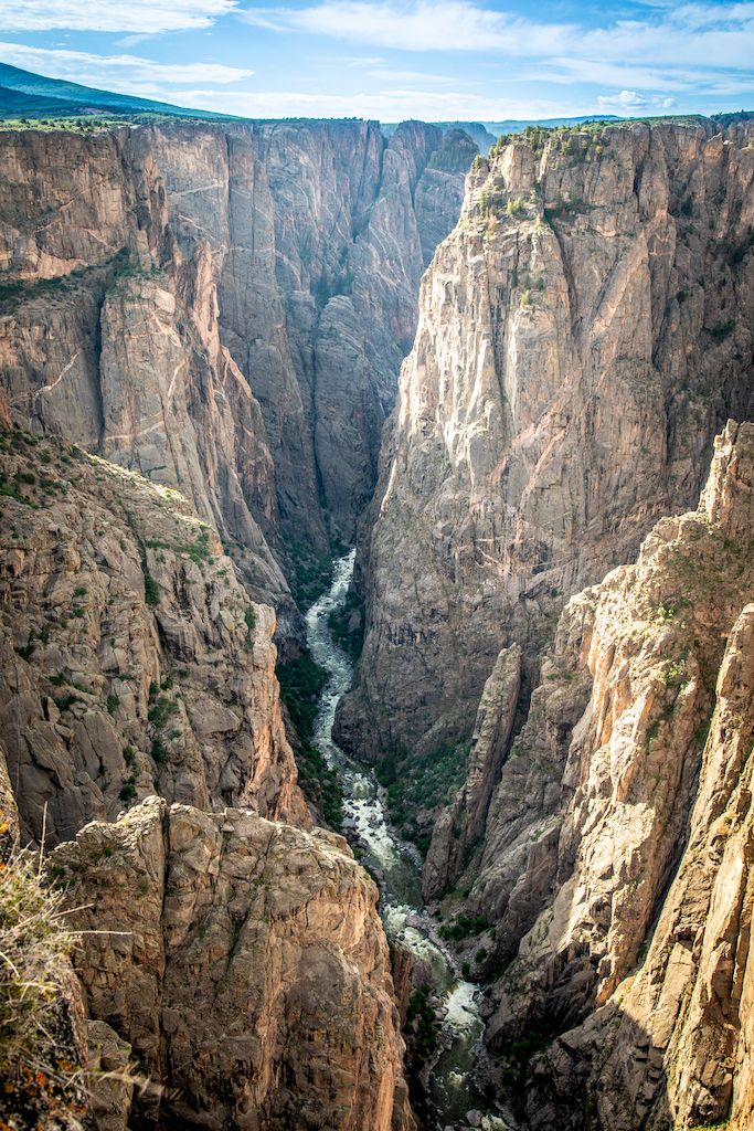 the canyons are very high and narrow in this area with water flowing between them