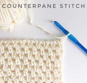 a crochet pattern with yarn and a knitting needle next to it that says, counterparae stitch