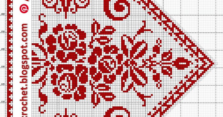 a red and white cross stitch pattern with the words love on it