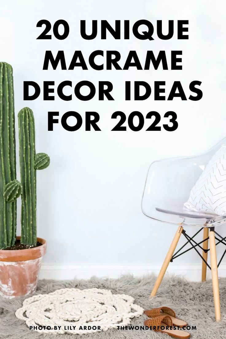 a cactus sitting in front of a white wall with the words 20 unique macrame decor ideas for 2013