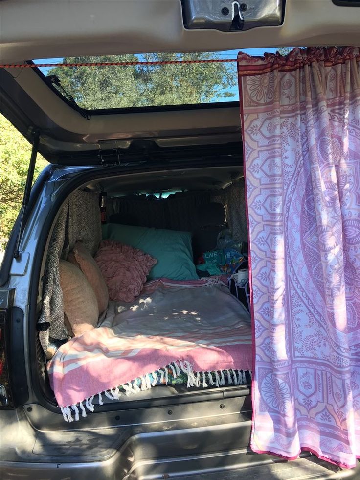 Aesthetic Car Camping, Family Car Camping, Car Camping Sedan, Camping In Car Aesthetic, Minivan Aesthetic, Subaru Car Camping, Car Camping Aesthetic, Car Sleepover, Rving Ideas Rv Camping